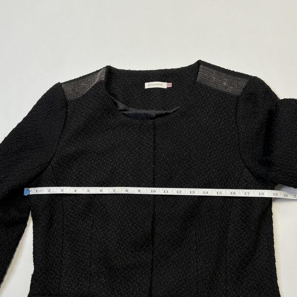 Bon'A Parte Jacket Womens 42 UK 16 Black Textured Lined Wool Blend Snap Front - Picture 10 of 12